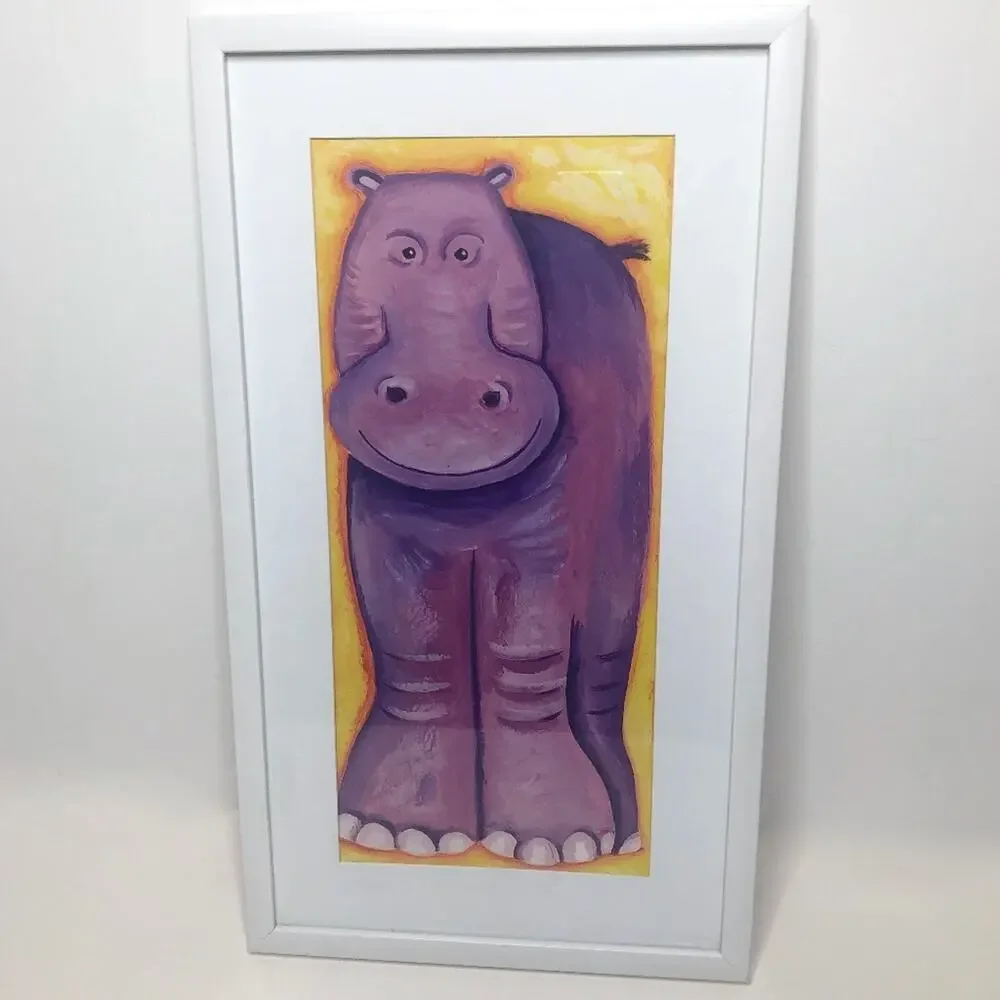 Hippo Wall Art Vertical Framed Painting Print